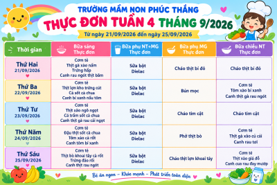 Thực đơn tuần 4 tháng 9/2026